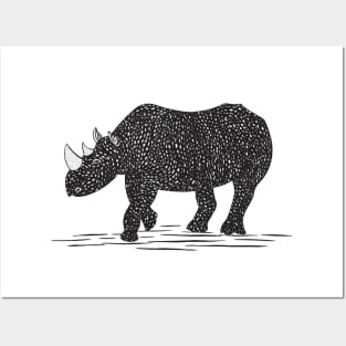 Rhino Ink Art - cool African animal design - on white Posters and Art